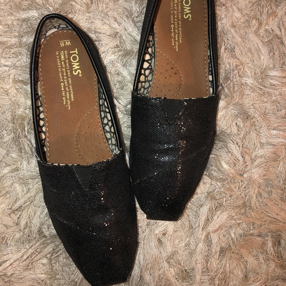 black, sparkly TOMS